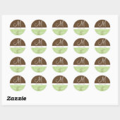 Sticker Rond Noms de mariage et monogramme de date (Feuille)