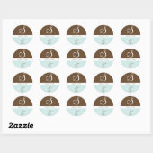 Sticker Rond Noms de mariage et monogramme de date (Feuille)