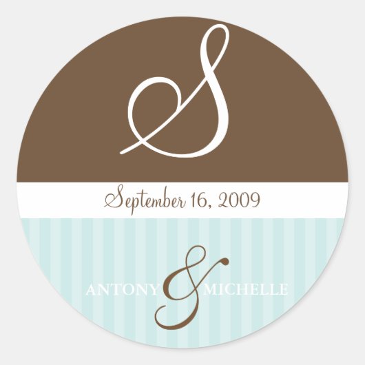 Sticker Rond Noms de mariage et monogramme de date (Devant)