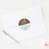 Sticker Rond Noms de mariage et monogramme de date (Enveloppe)