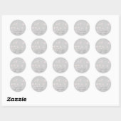 Sticker Rond Noms de Mariages gris et rose (Feuille)