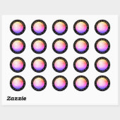 Sticker Rond Noms des boules Disco Mariage Date Orange Blue Mag (Feuille)
