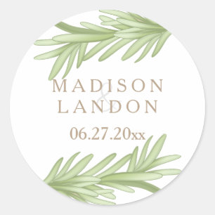 Sticker Rond Noms des Mariages de plantes de Rosemary Sprigs