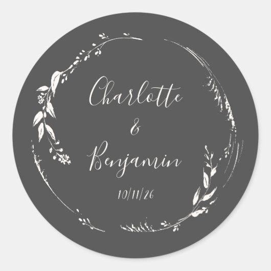 Sticker Rond Noms des Mariages de script personnalisés de la bo (Devant)