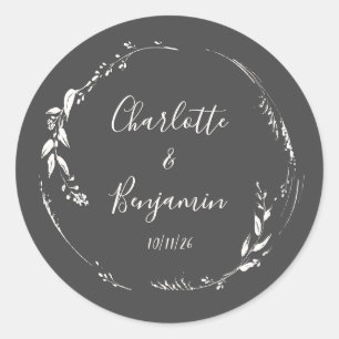 Sticker Rond Noms des Mariages de script personnalisés de la bo