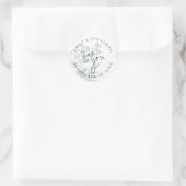 Sticker Rond Noms du Merci de script mariage Date Eucalyptus (Sac)