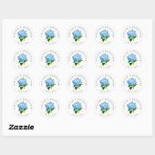 Sticker Rond Noms et date du Mariage Blue Hydrangea (Feuille)