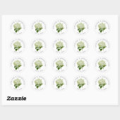 Sticker Rond Noms et date du Mariage de l'Hydrangée blanche et  (Feuille)