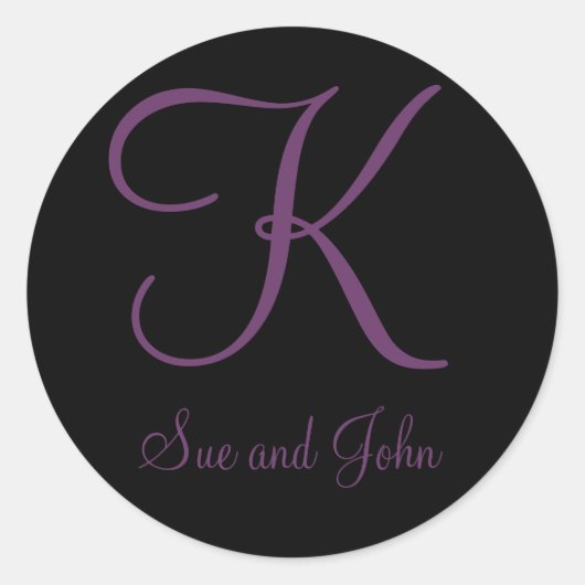 Sticker Rond Noms et Dernier Monogramme initial de mauve K (Devant)