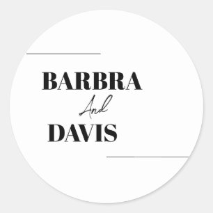 Sticker Rond Noms minimalistes modernes en noir et blanc