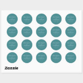 Sticker Rond Noms minimalistes sarcelle élégants (Feuille)