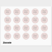 Sticker Rond Noms modernes Pastel rose Mariage Enveloppe Sceau (Feuille)