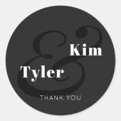 Sticker Rond Noms modernes simples monogramme merci mariage (Devant)