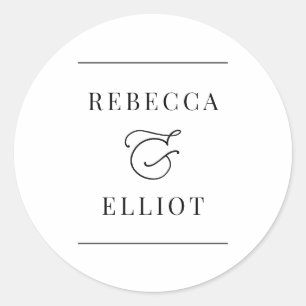 Sticker Rond Noms simples de couples noirs et blancs