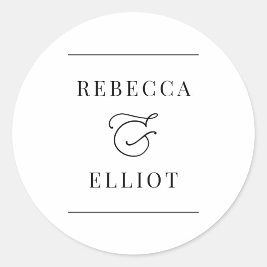 Sticker Rond Noms simples de couples noirs et blancs (Devant)