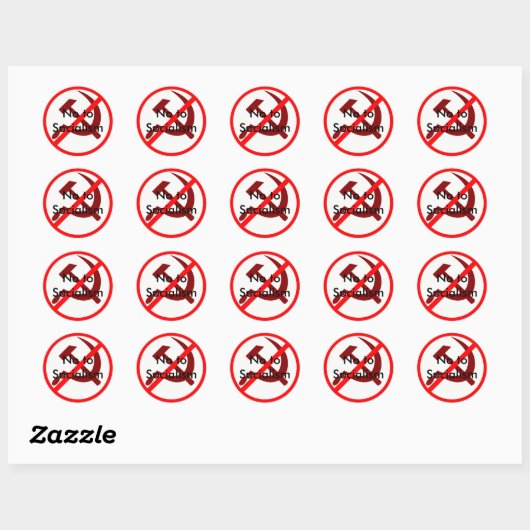 Sticker Rond Non au socialisme (Feuille)