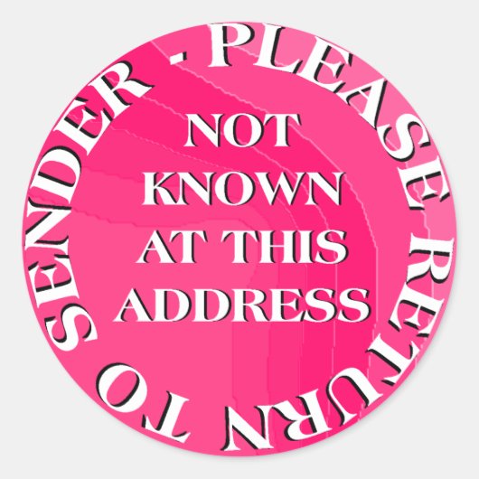 Sticker Rond Non connu à cette adresse (Devant)