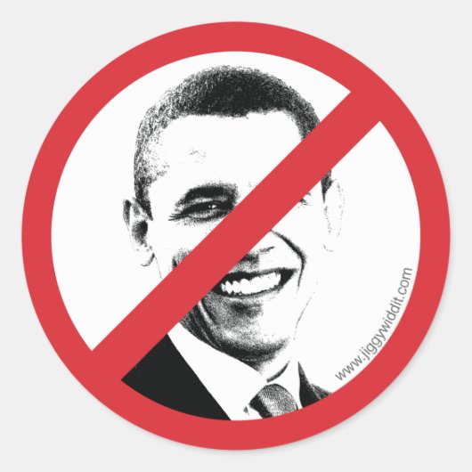 Sticker Rond NON international ! Obama (Devant)
