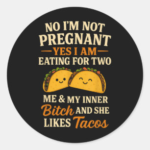 Sticker Rond Non je ne suis pas enceinte oui je mange pour deux