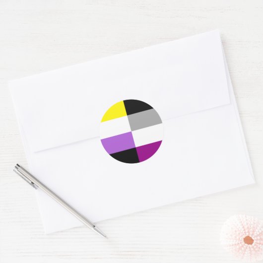 Sticker Rond Nonbinary Asexual Dual Pride Flag (Enveloppe)