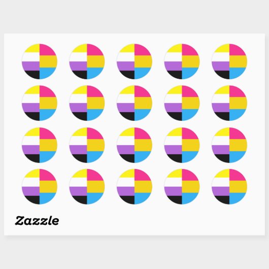 Sticker Rond Nonbinary Pansexual Dual Pride Flag (Feuille)