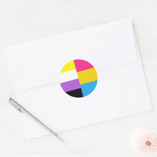 Sticker Rond Nonbinary Pansexual Dual Pride Flag (Enveloppe)