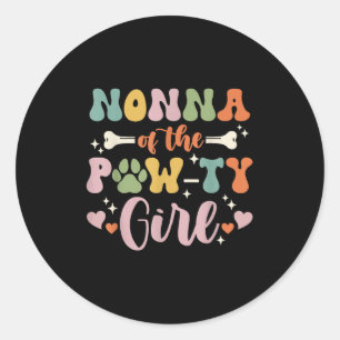 Sticker Rond Nonna De La Petite Fille Chien Grandma Famille Mat