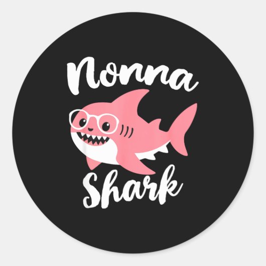 Sticker Rond Nonna Shark Mother's Day Grandma Funny  (Devant)