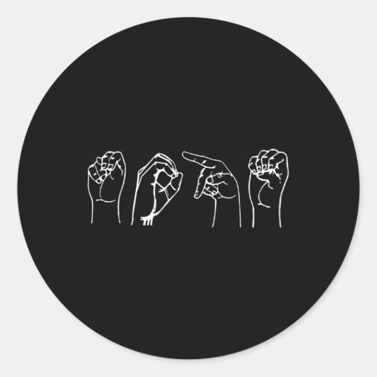 Sticker Rond Nope ASL Pro Sourd Awareness Sign Language Interpr (Devant)