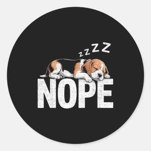 Sticker Rond Nope Lazy Beagle (Devant)