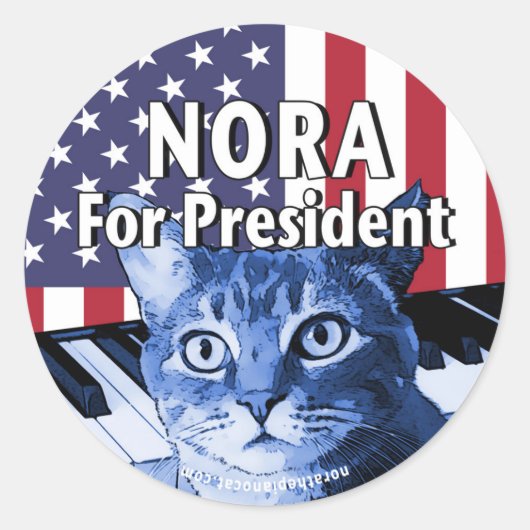 Sticker Rond Nora Pour Président N° 4 (Devant)