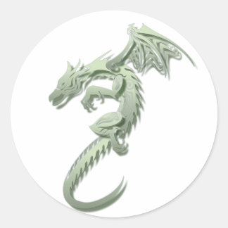 Sticker Rond Norbert le dragon vert métallique