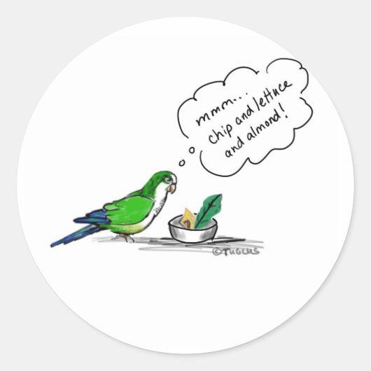 Sticker Rond Norbert les aliments préférés du Parrot (Devant)