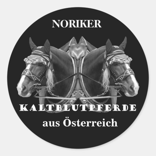 Sticker Rond NORIKER Chevaux de sang froid d'Autriche (Devant)