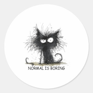 Sticker Rond Normal est ennuyeux T-shirt graphique drôle de cha