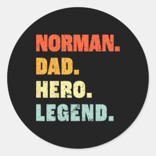 Sticker Rond Norman Papa Hero Legend Personnalisé Nom Fa