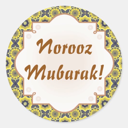 Sticker Rond Norooz Mubarak Khatam poisson (Devant)