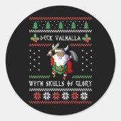 Sticker Rond Norse Xmas Christmas Viking Deck Vhalla With Skull (Devant)