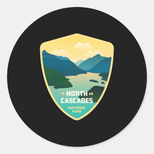 Sticker Rond North Cascades 1968 National Park Tea (Devant)