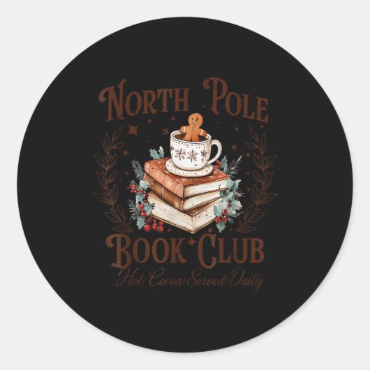 Sticker Rond North Le Book Club Hot Cocoa Served Daily Libraria (Devant)