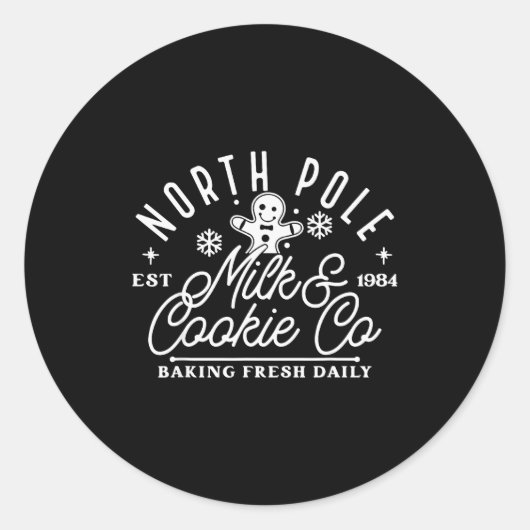Sticker Rond North Le Milk And Cookie Co Funny Baking Christmas (Devant)