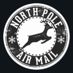 Sticker Rond North Pole Air Mail Christmas Favoriser Cadeau cad<br><div class="desc">Stickers Arrondi Classic Stamp du North Pole Air Mail.</div>