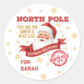 Sticker Rond North Pole Express Delivery Santa Christmas (Devant)