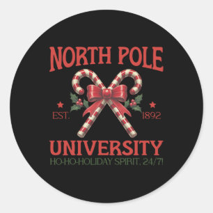 Sticker Rond North Pôle University Sucre de canne de Noël rétro