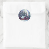 Sticker Rond NORTHERN LIGHTS & LOG CABINE par SHARON SHARPE (Sac)