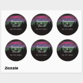Sticker Rond Northern Lights Mountaintop Stars Mariage Faveur (Feuille)
