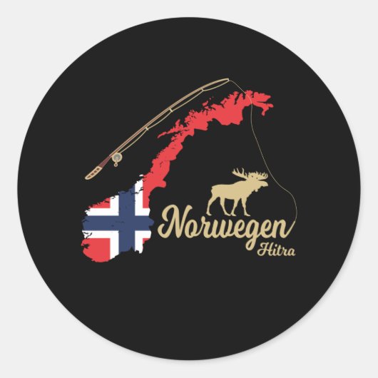 Sticker Rond Norvège 2022 Hitra Pêche Scandinavie (Devant)