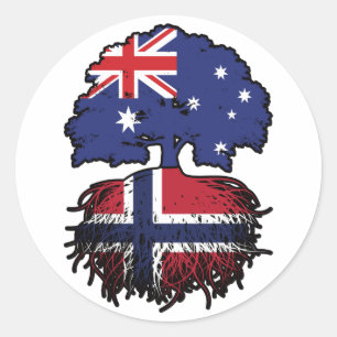 Sticker Rond Norvège Australie Australie Australie racine d'arb