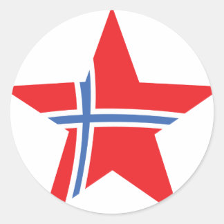 Sticker Rond Norvège étoile rouge - Drapeau