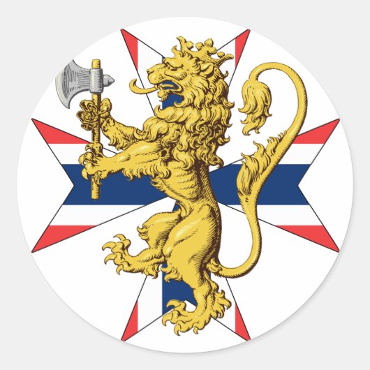 Sticker Rond Norvège Lion Cross Norwegian Drapeau (Devant)